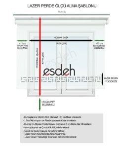 Beyaz Lazer Stor Perde - Geometrik Desen - Orta Kalın Kumaş
