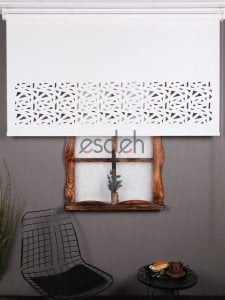 Beyaz Lazer Stor Perde - Geometrik Desen - Orta Kalın Kumaş