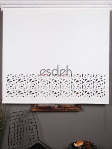 Beyaz Lazer Stor Perde - Geometrik Desen - Orta Kalın Kumaş
