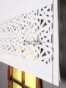 Beyaz Lazer Stor Perde - Geometrik Desen - Orta Kalın Kumaş