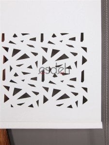Beyaz Lazer Stor Perde - Geometrik Desen - Orta Kalın Kumaş