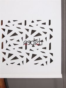 Beyaz - Lazer Stor Perde - Geometrik Desen - Ultra Kalın Kumaş