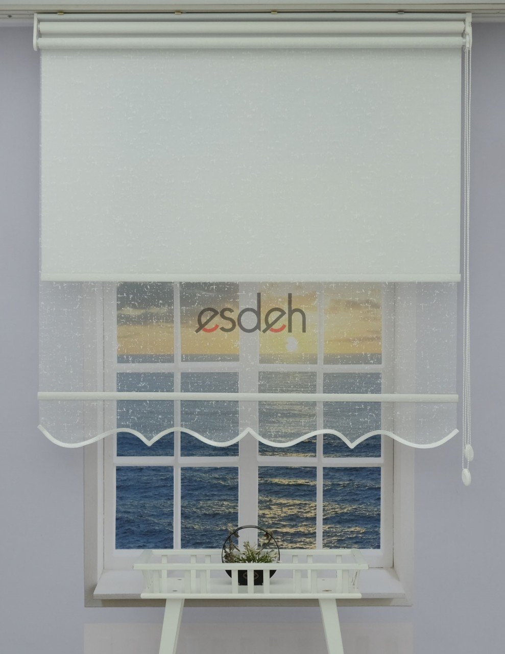 Düz Spor Tül Stor Perde - Beyaz - Çift Mekanizmalı