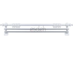 Beyaz Ahşap Rustik - Dekoratif Perde Askısı Çift Raylı - 230 cm