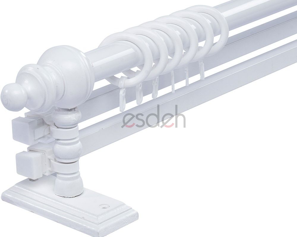 Beyaz Ahşap Rustik - Dekoratif Perde Askısı Çift Raylı - 230 cm