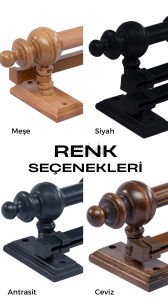 Beyaz Ahşap Rustik - Dekoratif Perde Askısı Çift Raylı - 230 cm