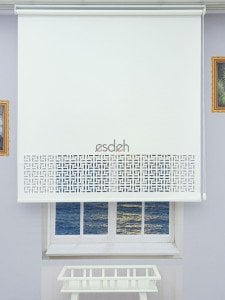 Beyaz Lazer Stor Perde - Labirent Desen - Orta Kalın Kumaş