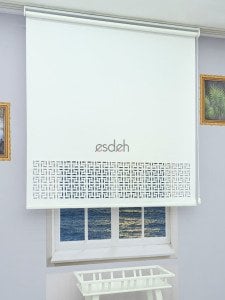 Beyaz Lazer Stor Perde - Labirent Desen - Orta Kalın Kumaş