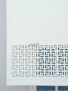 Beyaz Lazer Stor Perde - Labirent Desen - Orta Kalın Kumaş