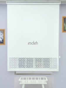 Beyaz Lazer Stor Perde - Labirent Desen - Orta Kalın Kumaş