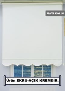 EKRU Stor Perde - Maxı Kalın Kumaş - Etekli