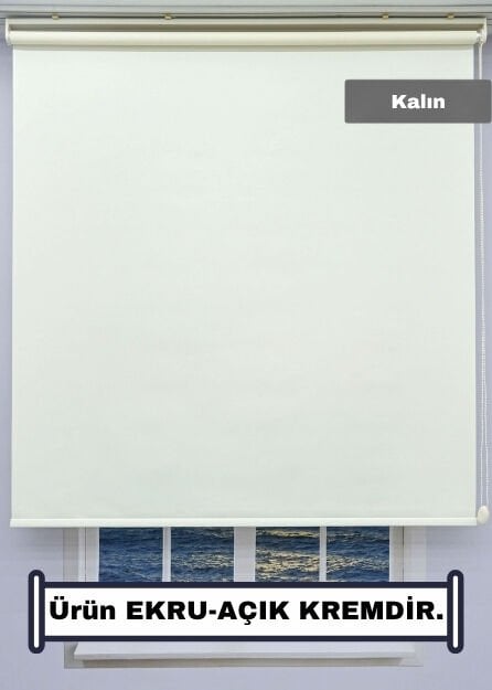 Ekru Stor Perde - Düz/Eteksiz - Mat Kalın Kumaş