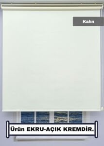 Ekru Stor Perde - Düz/Eteksiz - Mat Kalın Kumaş