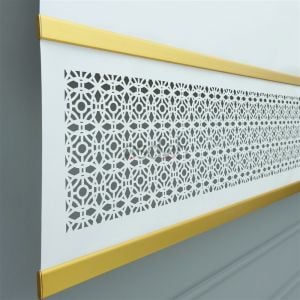 Beyaz Lazer Stor Perde - Gold Kalın Lama Detaylı - Orta Kalın Kumaş