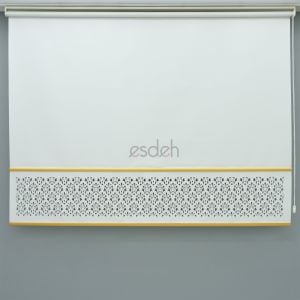 Ekru Lazer Stor Perde - Çift Gold Lama Detaylı - Orta Kalın Kumaş