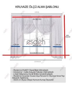 500x250 - Boncuklu Kruvaze Tül Perde - Normal 1/2.5 Pile Dikim - Ekru - Kırışmaz
