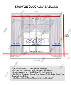 200x255 - Boncuklu Kruvaze Tül Perde - Normal 1/2.5 Pile Dikim - Ekru - Kırışmaz