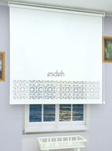 Beyaz Lazer Stor Perde - Dantel Desen - Orta Kalın Kumaş