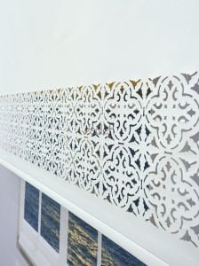 Beyaz Lazer Stor Perde - Dantel Desen - Orta Kalın Kumaş