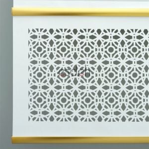 Beyaz Lazer Stor Perde - Gold Lama Detaylı - Orta Kalın Kumaş