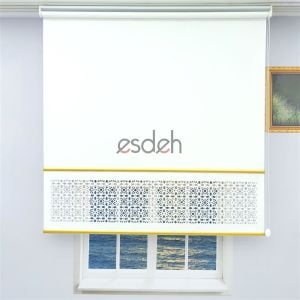 Beyaz Lazer Stor Perde - Gold Lama Detaylı - Orta Kalın Kumaş