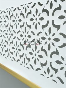 Beyaz Lazer Stor Perde - Gold Lama Detaylı - Orta Kalın Kumaş