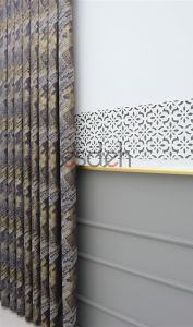 Beyaz Lazer Stor Perde - Gold Lama Detaylı - Orta Kalın Kumaş